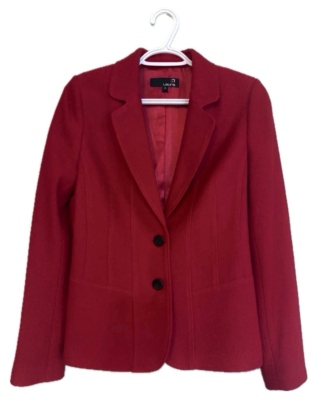 LAURA Tailored Wool Blend Blazer Jacket 6 Dark Red Crimson Goth Academia MINT